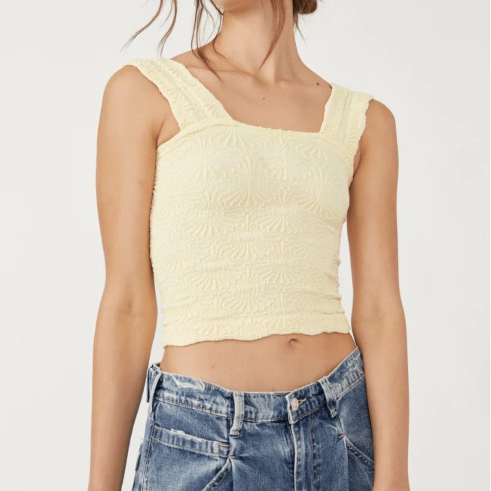 Free People Love Letter Cami in pale yellow